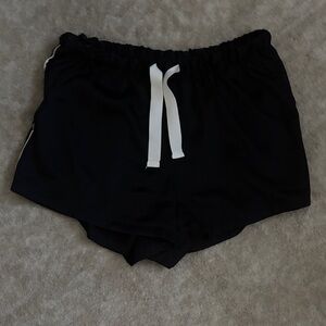 Women's Black Drawstring  satin sleep Shorts